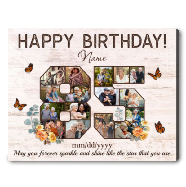 Personalized 85th Birthday Gift Idea Photo Canvas Print For 85th Birthday