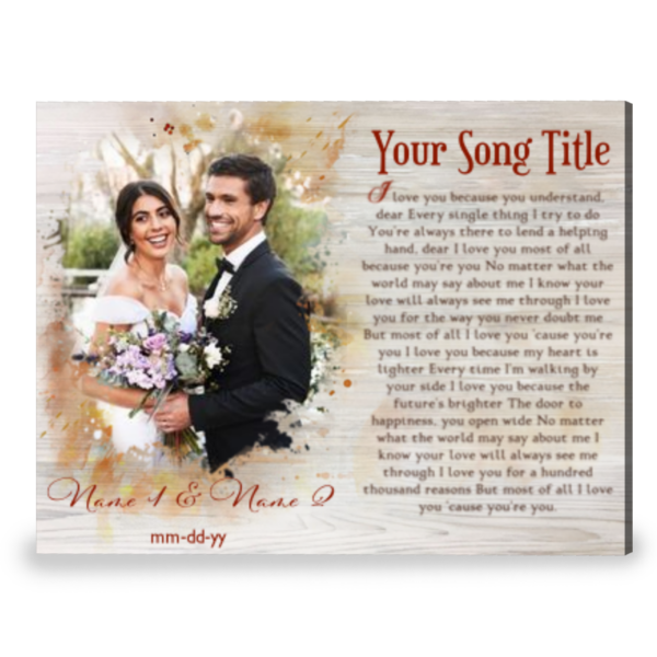 Romantic Valentine Gift For Wife Personalized Song Lyrics On Canvas Print Gift